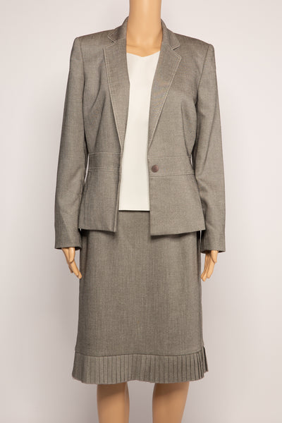 Kasper Gray Tweed 3 Piece Skirt Suit Size 8