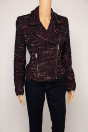 Zara Trafaluc Multicolored Tweed Moto Jacket Size L