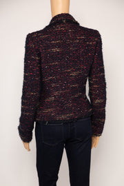 Zara Trafaluc Multicolored Tweed Moto Jacket Size L