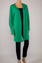 Chico's Vivid Green Cotton Slub Open Cardigan Size 8-10 (M) (Chico's Size 1)