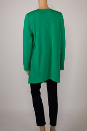 Chico's Vivid Green Cotton Slub Open Cardigan Size 8-10 (M) (Chico's Size 1)