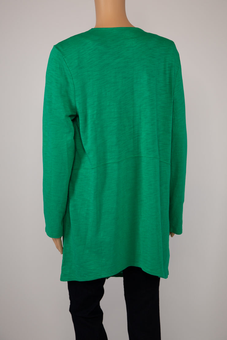 Chico's Vivid Green Cotton Slub Open Cardigan Size 8-10 (M) (Chico's Size 1)