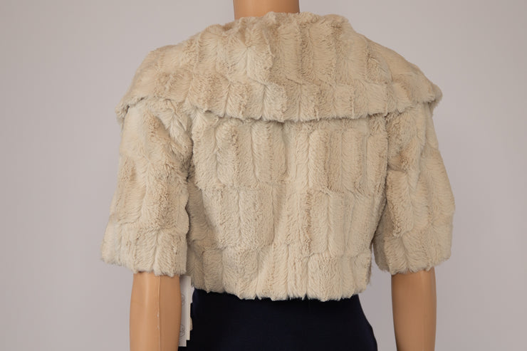 AQUA Cream Faux Fur Shrug Size XS