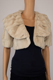 AQUA Cream Faux Fur Shrug Size XS