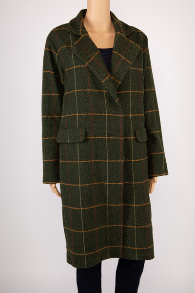 Forever 21 Women's Longline Greed Plaid Coat Size S