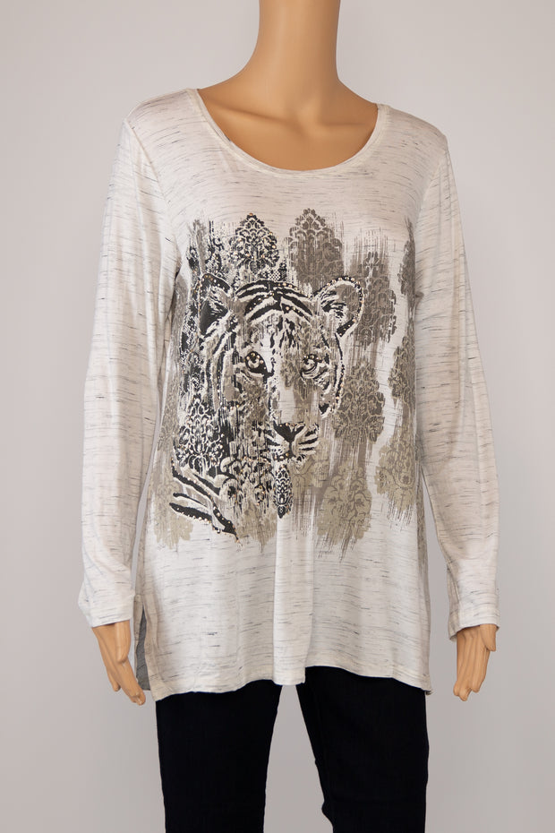 Chico's Zenergy Tiger Embellished Tunic Top Size 8-10 (M) (Chicos Size 1)