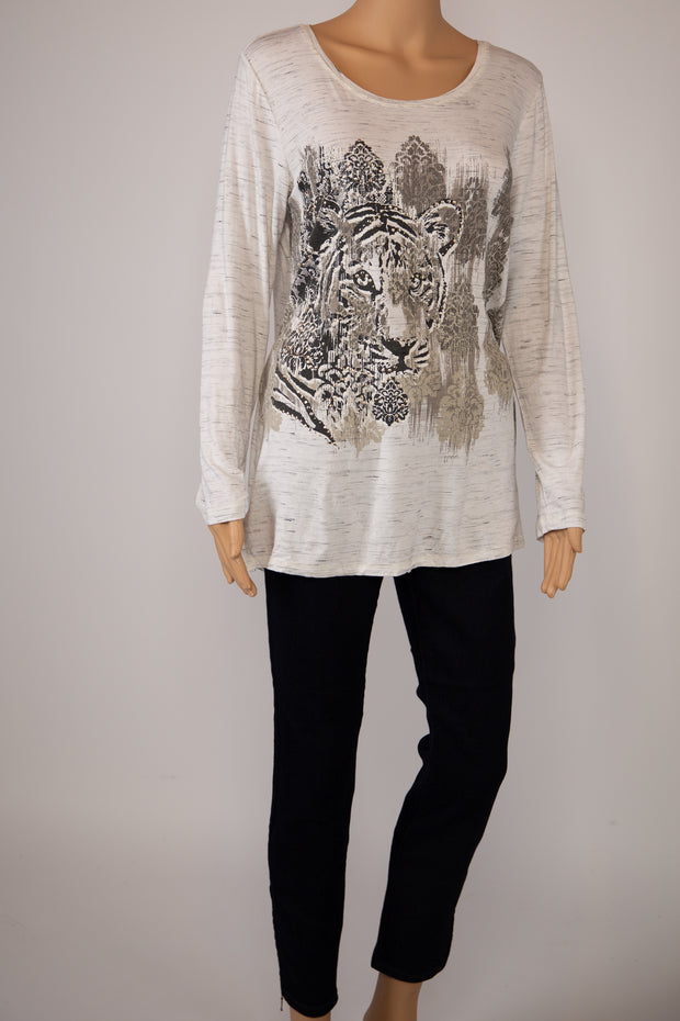 Chico's Zenergy Tiger Embellished Tunic Top Size 8-10 (M) (Chicos Size 1)