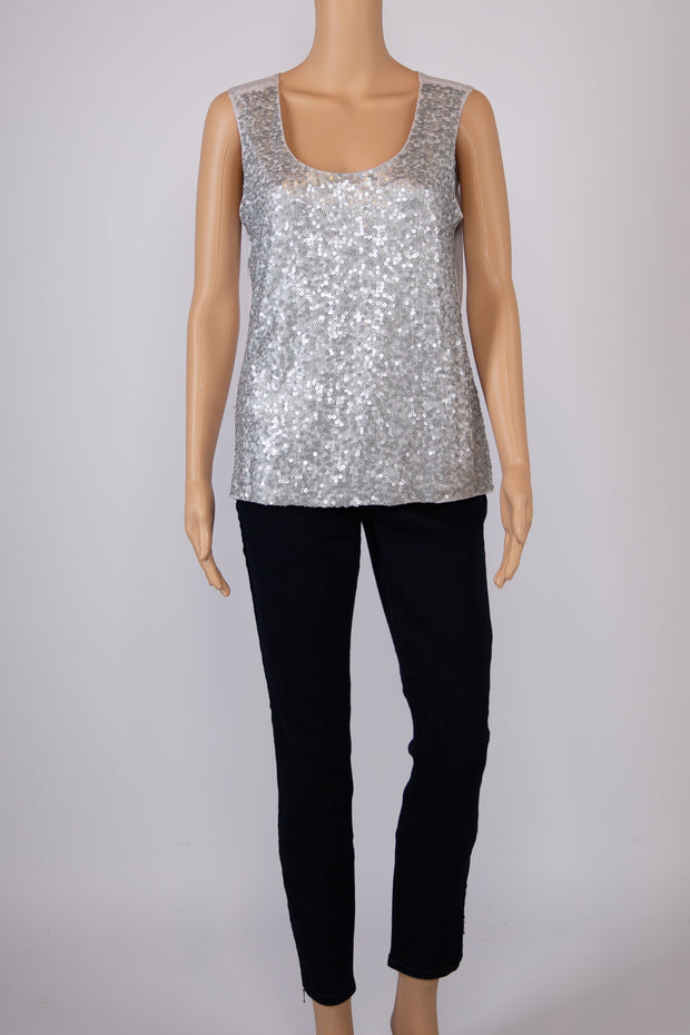 Chico's Gray Sequin Tank Top Size 8-10 (M) (Chico's Size 1)