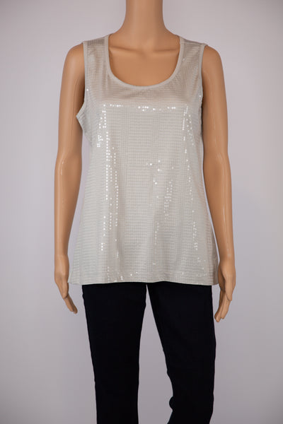 Chico's Gray/Beige Sequin Tank Top Size 8-10 (M) (Chico's Size 1)