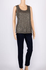 Chico's Scattered Fatigue (Olive Green) Sequin Tank Top Size 8-10 (M) (Chico's Size 1)