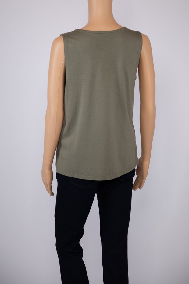 Chico's Scattered Fatigue (Olive Green) Sequin Tank Top Size 8-10 (M) (Chico's Size 1)