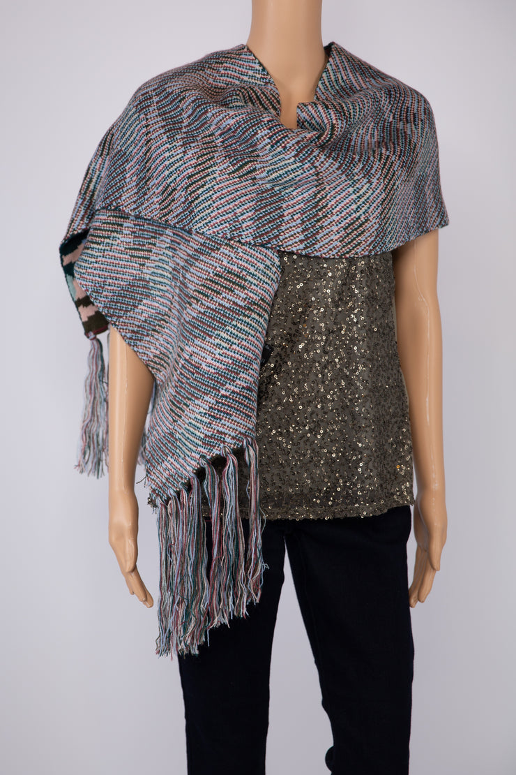 Express Multi Camo Knit Oversized Fringe Scarf