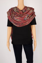 Brick Red Paisley Print Cashmere Scarf