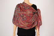 Brick Red Paisley Print Cashmere Scarf