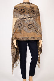 Beige/Brown Multicolored Paisley Print Scarf