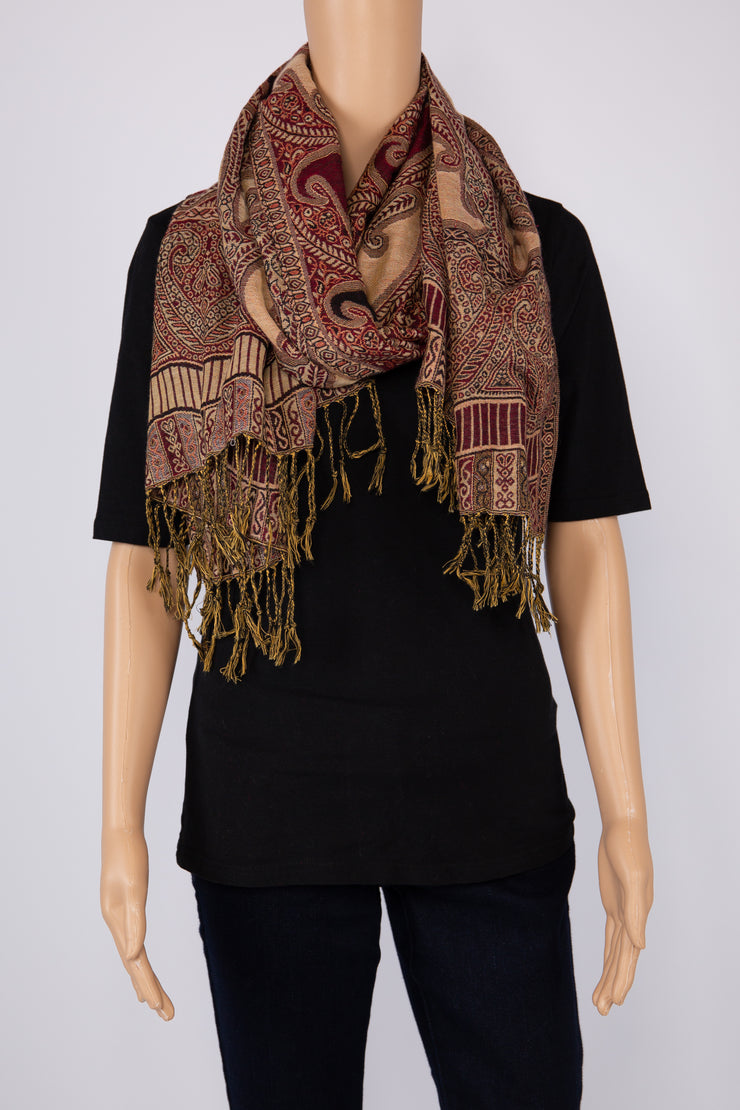 Maroon/Brown Paisley Scarf