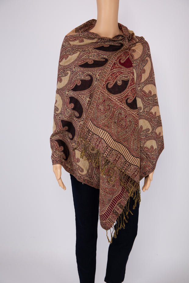 Maroon/Brown Paisley Scarf