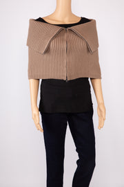 BCBGMAXAZRIA Cowl Neck Nico Zippered Scarf Taupe