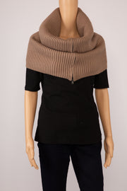 BCBGMAXAZRIA Cowl Neck Nico Zippered Scarf Taupe