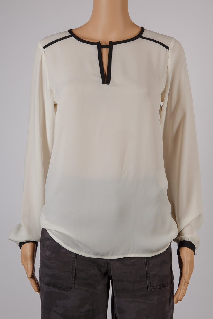 The Limited Cream/Black Long Sleeve Blouse Size XS