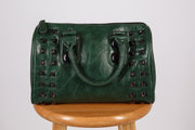 Aldo Green Faux Leather Satchel Gunmetal Studs