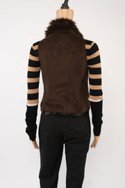 MNG Casual Sportswear Brown Faux Suede Vest Size XS