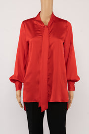 BCBGMAXAZRIA Red V-Neck Blouse Size XXS