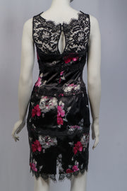 White House Black Market Maroon/Floral Fitted Layered Lace Dress Size 0