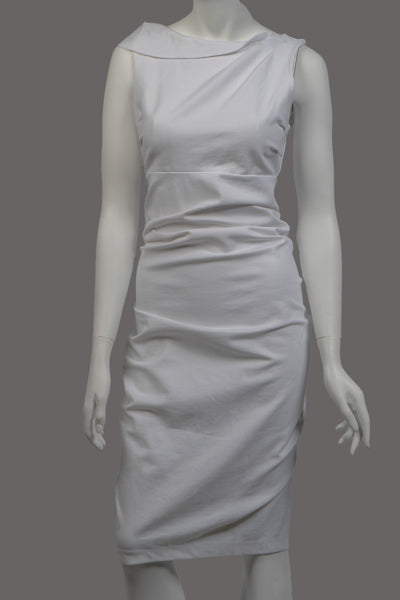 New York & Company Gabrielle Union White Pencil Dress With Ruching Bodice Size S