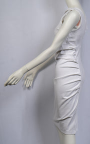 New York & Company Gabrielle Union White Pencil Dress With Ruching Bodice Size S