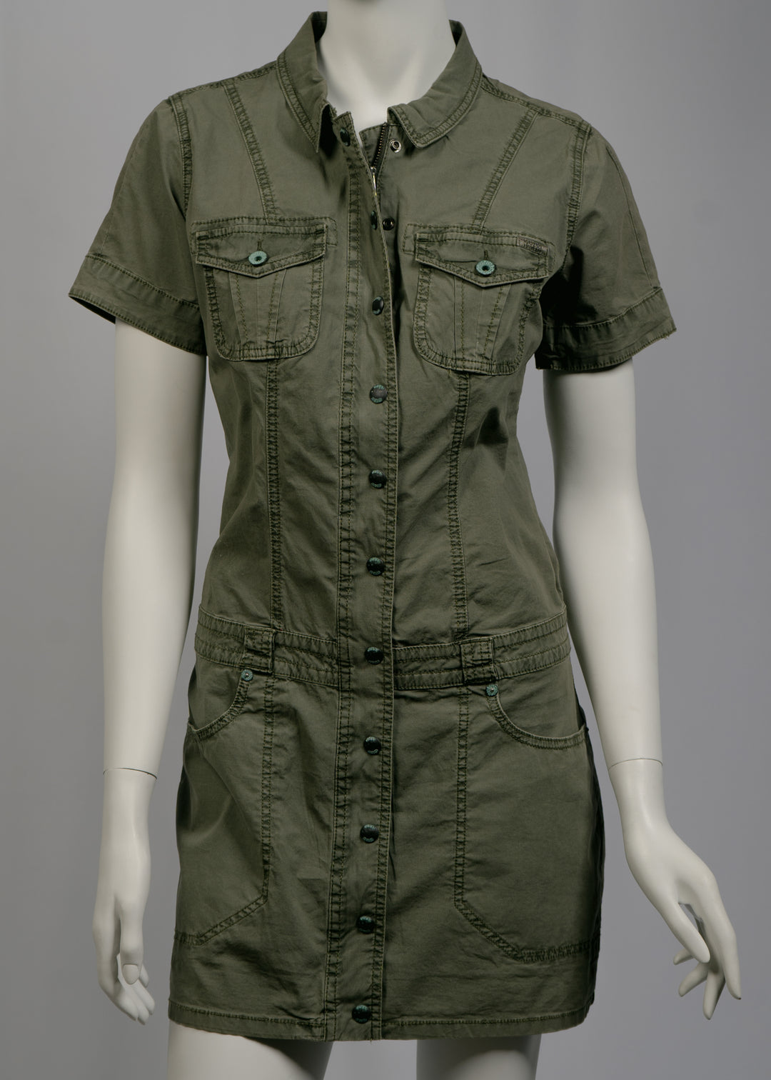Guess Cargo Olive Green Fitted Mini Dress Size 4 – The Photo Fashionista