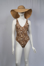 uncommon|sense Leopard Bathing Suit With Criss Cross Back Size M