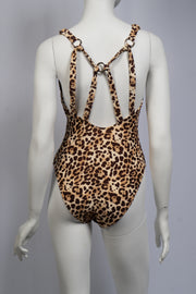 uncommon|sense Leopard Bathing Suit With Criss Cross Back Size M