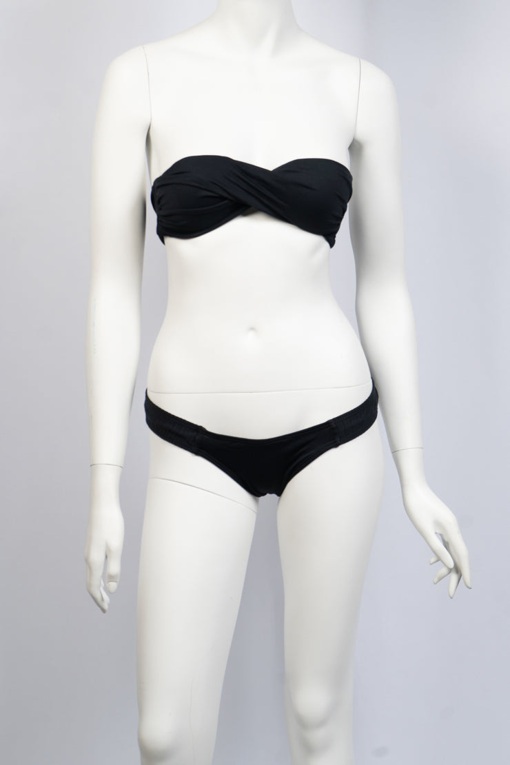 By Beach Black Bikini Set With Twisted Self Tie Size P/S