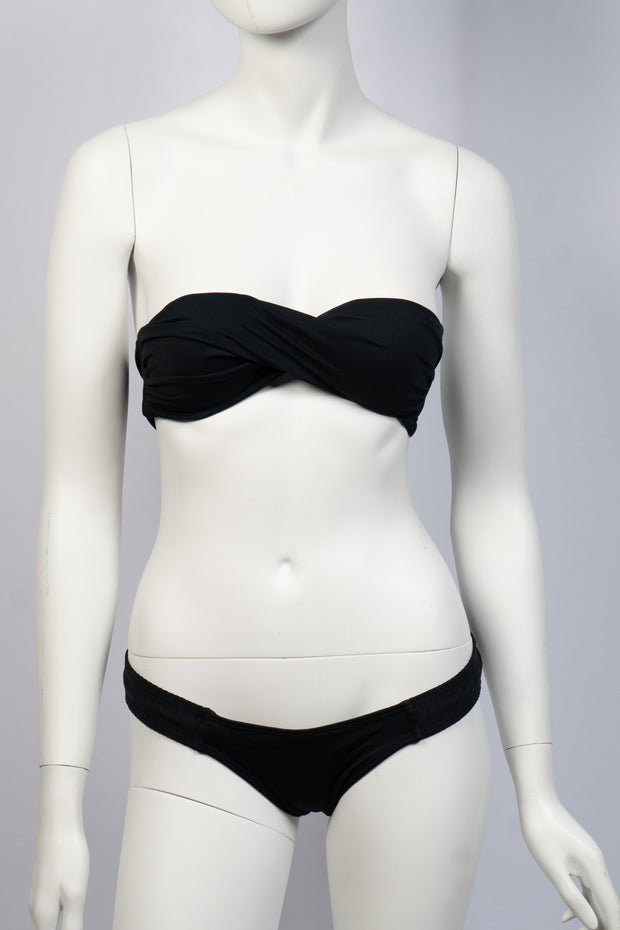 By Beach Black Bikini Set With Twisted Self Tie Size P/S