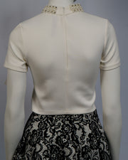 Design Lab Cream Cropped Top With Embellished Neckline Size S