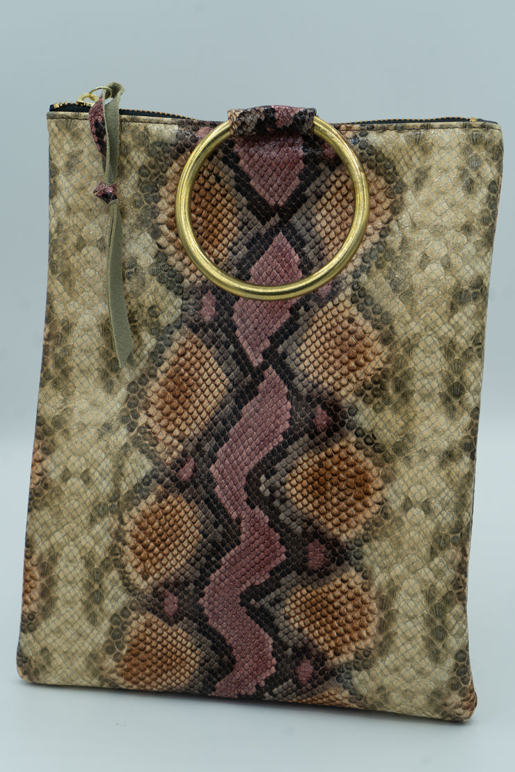 NWOT! H by Halston Black Snake Embossed Leather Purse Handbag
