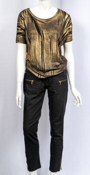 Michael Michael Kors Gold/Black Shirt Size XS