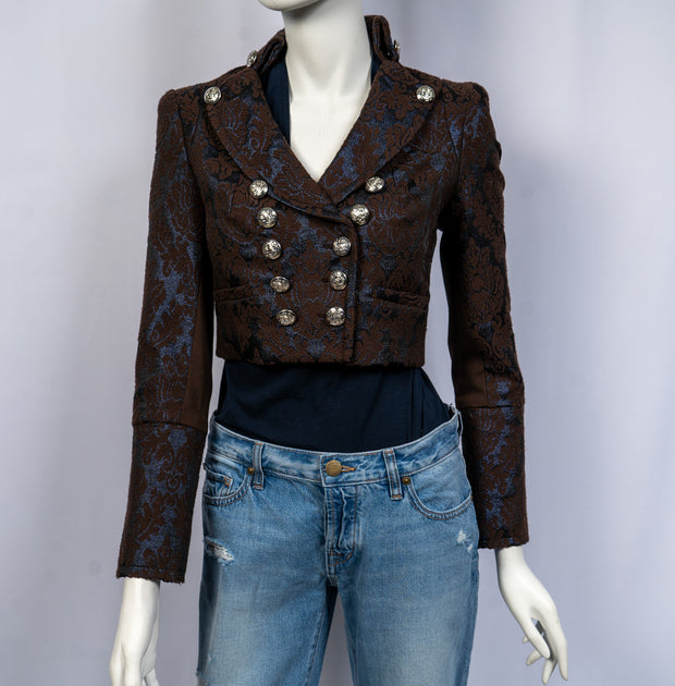 Bebe Brown/Navy Military Cropped Blazer Size XS