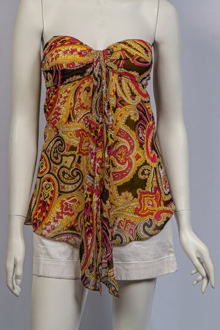 INC International Concepts Yellow Multi Halter Top Size 2