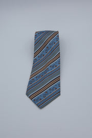 Daniel De Fasson Studio Blue Paisley Striped Men's Tie