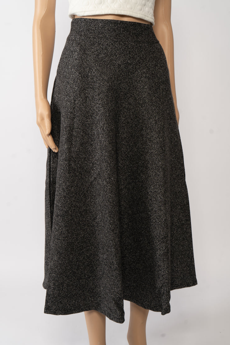 Seoul impression Black High Waist A-Line Flared Maxi Skirt Size M