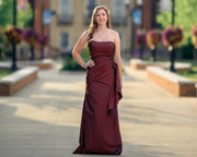 Mori Lee by Madeline Gardner Maroon Formal Satin Dress & Wrap Size 7/8