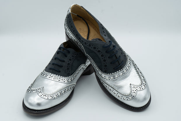 The Office of Angela Scott Silver/Black Mr. Doubt Loafers Size 36.5