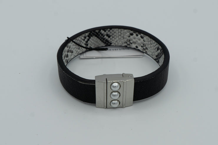 White House Black Market Gray/Black Reversible Snake Bracelet