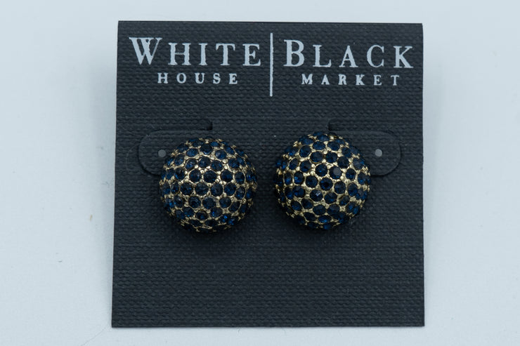 White House Black Market Navy Fireball Necklace and Stud Earrings