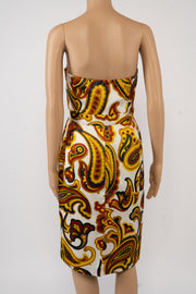 Banana Republic Black, Red & Gold Paisley Strapless Dress Size 6