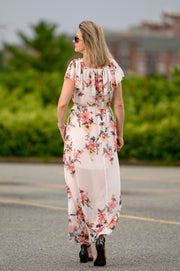 White House Black Market Floral Off Shoulder Maxi Dress Size M