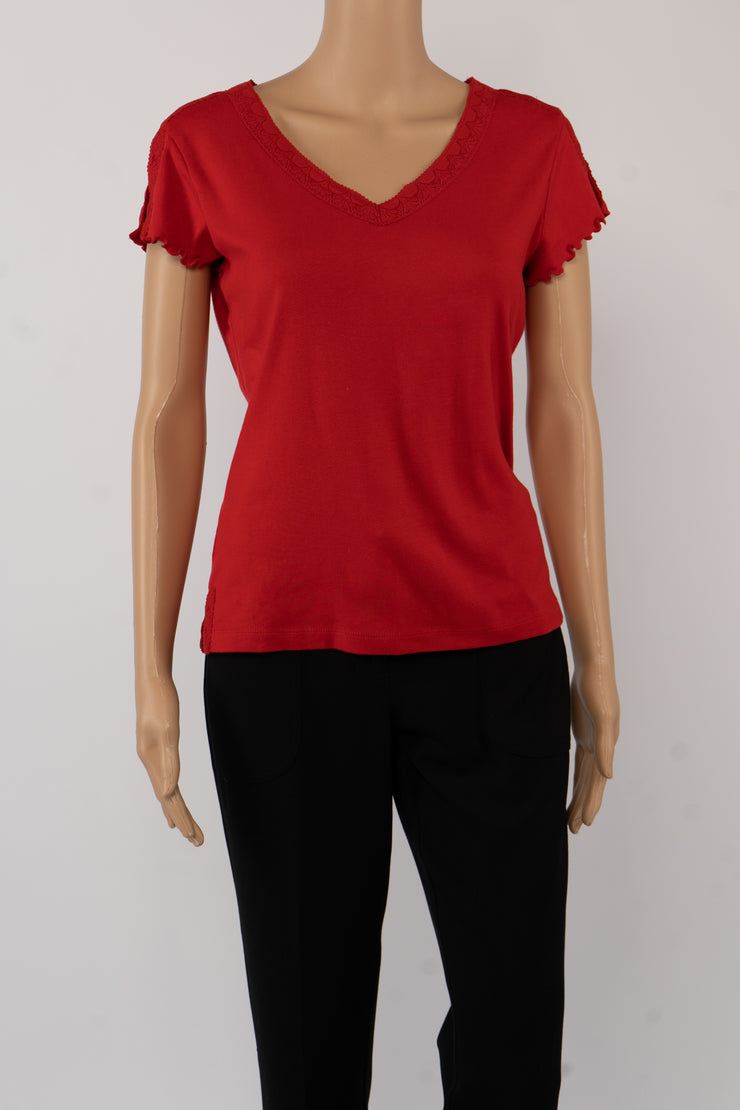 Preview International Red V-Neck Top Size M