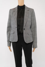 Merona Black/Plaid Black One-Button Jacket Size 2